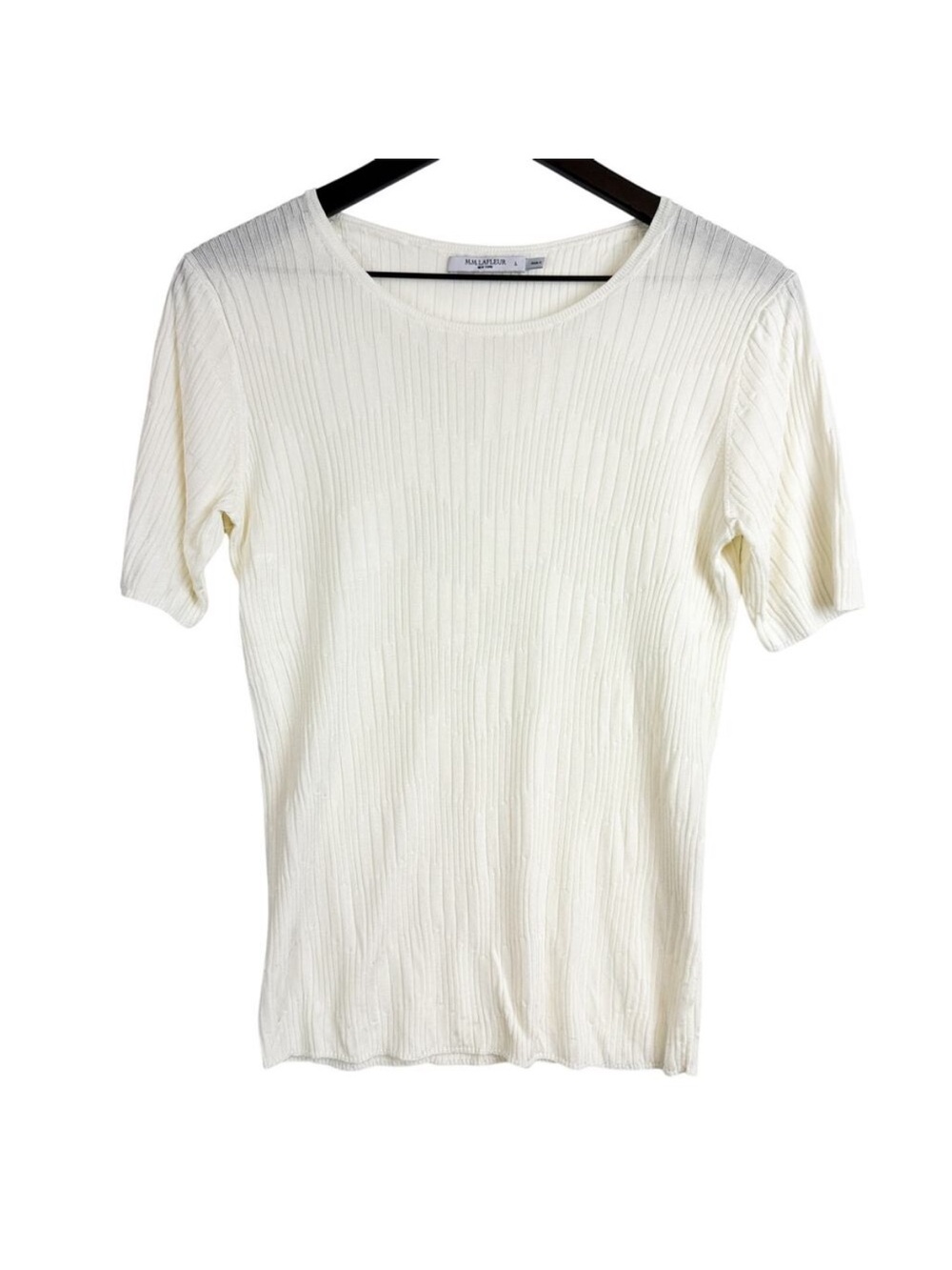 M.M. Lafleur The Charli Top Cascade Knit Ivory Ribbed - L